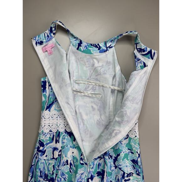 Lilly Pulitzer Ashlyn Shift Dress 00 Turquoise Blue Elephant Appeal Tropical - Picture 16 of 16